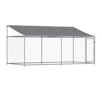 vidaXL Jaula de Perros Techo y Puerta Acero galvanizado Gris 4x2x2 m
