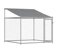 vidaXL Jaula de perros techo y puerta acero galvanizado gris 8x2x2 m