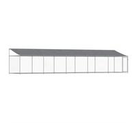 vidaXL Jaula de Perros Techo y Puerta, Perrera de Malla para Cachorros, Corral para Animales, Caseta de Exterior, Acero Galvanizado Gris