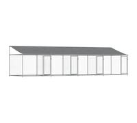 vidaXL Jaula de Perros Techo y Puertas, Perrera de Malla para Cachorros, Corral para Animales, Caseta de Exterior, Acero Galvanizado Gris