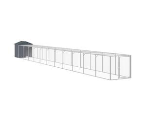vidaXL Jaula gallinas con corral acero galvanizado gris 117x201x123 cm