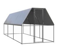 vidaXL Jaula Gallinero de Exterior, Corral de Pollos Gallinas con Techo, Jaula para Animales Pequeños, Gallinero al Aire Libre, Acero Galvanizado