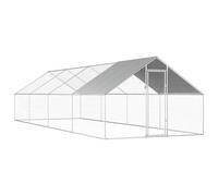 vidaXL Jaula Gallinero de Exterior de Acero Galvanizado 2.75x8x1.92m Aves Corral Habitáculos Animales Pequeños Sistema Cierre con Cerradura Paredes Malla