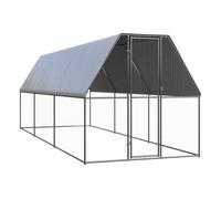 vidaXL Jaula Gallinero de Exterior, Corral de Pollos Gallinas con Techo, Jaula para Animales Pequeños, Gallinero al Aire Libre, Acero Galvanizado