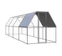 vidaXL Gallinero exterior Casa para gallinas Jaula de acero galvanizado 2x8x2 m