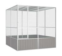 vidaXL Jaula de Pájaros Aves Pajareras Palomas Casita Acero Galvanizado Gris, 213.5 x 217.5 x 211.5 cm