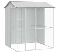 vidaXL Jaula para Aves Gris 215 x 210 x 247 cm Acero Galvanizado | Hecha para soportar el clima exterior, Para que los pájaros estén cómodos, Puerta de entrada sencilla para mantenerla