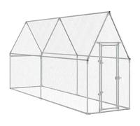 vidaXL Jaula para Gallinas, Caseta para Pollos Patos Conejos, Recinto para Animales, Gallinero para Jardín Patio, Acero Galvanizado Plateado