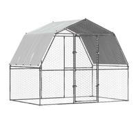 vidaXL Gallinero con Techo y Puerta Acero galvanizado Plateado, gallinero Grande, Jaula de Aves de Corral, recinto de Pollos, gallinero de Paseo
