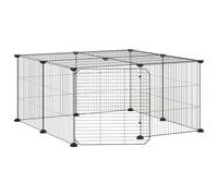 vidaXL Jaula para Mascotas de 12 Paneles Puerta Acero Negro 70x70x35cm