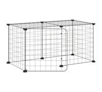 vidaXL Jaula para Mascotas de 8 Paneles con Puerta Acero Negro 70x35x35cm