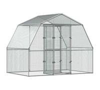 vidaXL Jaula para pájaros con Puerta Acero galvanizado Plateado, pajarera de Exterior, Jaula para Palomas, Jaula Grande para Loros