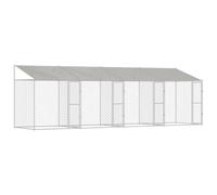 vidaXL Jaula para Perro con Techo Plateado 800 x 200 x 258 cm, Perro al Aire Libre, Chalet rústico, Gran Espacio, Jaula Segura, terraza, cercado con Cerradura