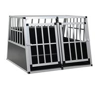 vidaXL Jaula para perros, casa para perros con doble puerta, perreras transparentes adecuadas para el maletero del coche, transportador portátil para cachorros