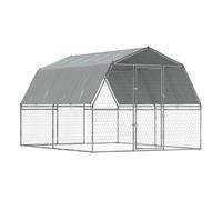 vidaXL Jaula para Perros con Techo y Puerta Acero galvanizado Plateado, Jaula para Perros, Perrera para Perros, Jaula para Perros, jaulas para Perros