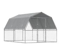 vidaXL Jaula para Perros con Techo y Puerta Acero galvanizado Plateado, Jaula para Perros, Perrera para Perros, Jaula para Perros, jaulas para Perros