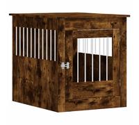 vidaXL Jaula para perros madera ingeniería roble ahumado 64,5x80x71 cm