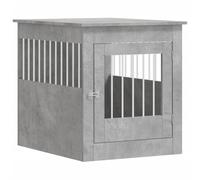 vidaXL Jaula para Perros, Perrera con Ventilación Cerradura, Caseta Refugio para Mascotas, Mesita Auxiliar, Madera de Ingeniería Gris Hormigón