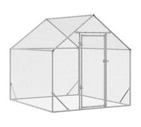 vidaXL Jaula para Pollos Plateado 200x170x177cm Acero Galvanizado, Jaula espaciosa para Pollos, hábitat Seguro para Aves, construcción Resistente a la Intemperie, jardín o terraza