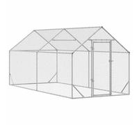vidaXL Jaula para Pollos Plateado 400x170x177cm Acero Galvanizado, Jaula espaciosa para Pollos, hábitat Seguro para Aves, construcción Resistente a la Intemperie, jardín o terraza