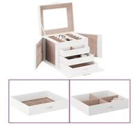 vidaXL Joyero 4 niveles espejo con cerradura 22,5x17,5x16,5 cm, organizador de joyas, caja de anillos, joyero personal