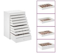 vidaXL Joyero de 10 niveles titular de reloj blanco 29x20,5x40,5 cm, organizador de joyas, caja de anillos, caja de joyería personalizada