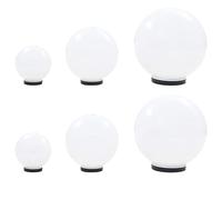 vidaXL Juego 6x Lámparas Bola LED Esféricas Iluminación Jardín Decorativa para Senderos Patios Balcones Ajustables Útiles Automáticas PMMA 20/30/40cm