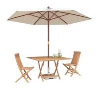 vidaXL Juego Bistro de Jardín 3 pcs Marrón Madera de Teca Maciza, Set de Comedor al Aire Libre, Muebles Modernos para Jardín, Mesa Redonda, Colección Resistente al Clima