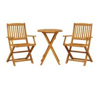 vidaXL Juego bistró plegable 3 piezas Madera maciza de acacia – Para jardín y balcón