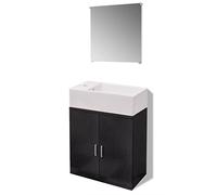 vidaXL Juego Completo de Muebles de Cuarto de Baño con Lavabo 3 Piezas Negro
