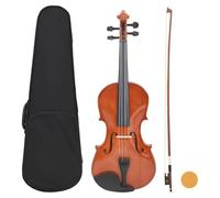 vidaXL Juego completo de violín con arco y barbada madera oscura 4/4