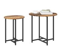 Mesa Auxiliar Redonda Rústica vidaXL en Madera Vieja | Fuerte Marco de Metal Negro 50 cm de Diámetro Diseño Compacto y Chido para Uso en Interior Mantenimiento Fácil Accesorio Pequeño de Madera