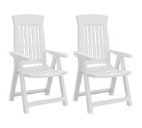 VidaXL - Juego de 2 sillas reclinables de jardín, sillones con respaldo ajustable, asientos plegables, muebles de terraza para patio, blanco PP