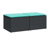 vidaXL Set sofás jardín y Cojines 2 pzas ratán sintético Acacia Negro, Juego de sofás de Exterior, Juego de salón de jardín, Juego de sofás de ratán sintético