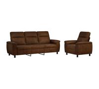 vidaXL Juego de 2 sofás de piel sintética marrón para sala de estar, sofá moderno, sofá elegante, cómodo, piel sintética, marco de metal, fácil de cuidar