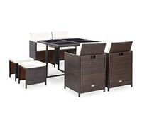 vidaXL Juego de 21 sillas de mimbre de mimbre para patio al aire libre, color marrón