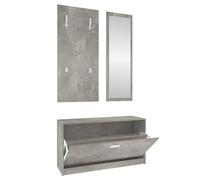 vidaXL Set Mueble Zapatero 3 en 1 Armario Estantería Almacenamiento Recibidor Entrada Pasillo Sala de Estar Madera Contrachapada Gris Hormigón