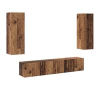 vidaXL Juego de 4 muebles de TV de pared de madera vintage - Madera de ingeniería