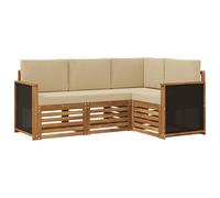 vidaXL Juego de 4 sofás con cojines de madera maciza de acacia, juego de salón de jardín, sofá moderno, muebles de terraza para el asiento perfecto