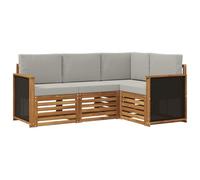 vidaXL Juego de 4 sofás con cojines de madera maciza de acacia, para jardín, moderno y acogedor, para un asiento perfecto