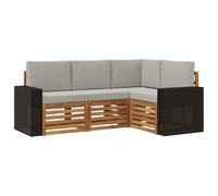 vidaXL Juego de 4 sofás con cojines de madera maciza de acacia, para jardín, moderno y acogedor, para un asiento perfecto