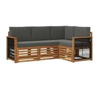 vidaXL Juego de 4 sofás con cojines de madera maciza de acacia, para jardín, moderno y acogedor, para un asiento perfecto