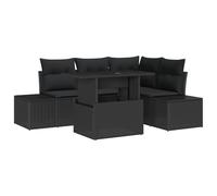 vidaXL Juego de 5 cojines para sofá de jardín, polirratán, color negro, con espacio de almacenamiento, para terraza y balcón, muebles de exterior, salón modular