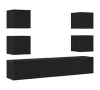 vidaXL - Juego de 6 muebles de TV de roble negro madera reconstituida, gabinetes de pared TV (juego de 2) - Roble negro, 80x30x30 cm, fabricado en madera reconstituida
