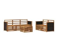 vidaXL Juego de 6 sofás de madera de acacia maciza, sofá de jardín, resistente, mueble moderno para patio, juego de relajación al aire libre, confort en la terraza