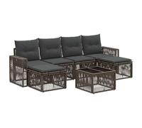 vidaXL Juego de 7 sofás de jardín de polirratán gris y gris oscuro, conjunto moderno de sofá de jardín, muebles resistentes a las condiciones para terraza, balcón y jardín