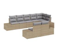 vidaXL Juego de 8 sofás de jardín con cojines beige de polirratán modular para exteriores, muebles para patio, esquina, asiento seccional, sillón reclinable