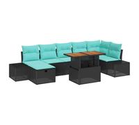 vidaXL Juego de 8 sofás de jardín de polirratán, color negro, para jardín y terraza, moderno y resistente, sofá modular, ahorro de espacio, resistente a los rayos UV, cómodo