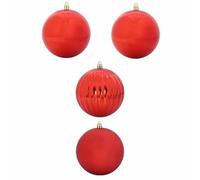 vidaXL Juego de Adornos Navideños XXL 4 pcs Rojo Plástico, Sala, Adornos navideños Tradicionales, Bolas para el árbol, decoración Moderna, Elegantes Decoraciones Festivas