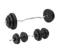 vidaXL Juego de Barras y Mancuernas con Discos, Equipo de Pesas Libres, Set Pesas Gimnasio, Equipo de Entrenamiento Físico para Culturismo 60 kg